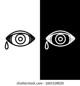 Set line Reddish eye due to viral, bacterial or allergic conjunctivitis icon isolated on black and white background.  Vector Illustration