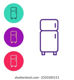 Set line Refrigerator icon isolated on white background. Fridge freezer refrigerator. Household tech and appliances. Set icons colorful. Vector