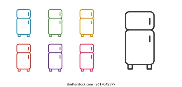 Set line Refrigerator icon isolated on white background. Fridge freezer refrigerator. Household tech and appliances. Set icons colorful. Vector