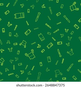 Definir linha Frigorífico, rolo de papel higiênico e faca em padrão sem costura. Vetor