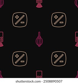 Set line Remote control for camera, Exposure compensation and Dust blower on seamless pattern. Vector