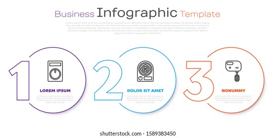 Set line Remote control, Electric heater  and Electric mixer . Business infographic template. Vector