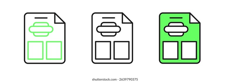 Set line Restaurant cafe menu icon isolated on white background.  Vector