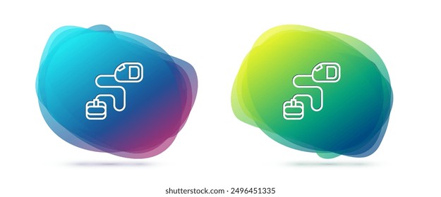 Set line Retractable cord leash with carabiner icon isolated on white background. Pet dog lead. Animal accessory for outdoors walk. Abstract banner with liquid shapes. Vector