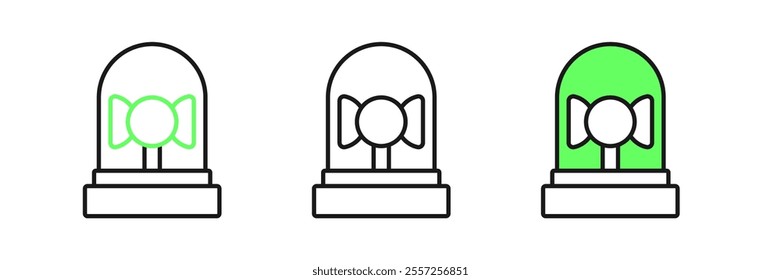 Set line Ringing alarm bell icon isolated on white background. Fire alarm system. Service bell, handbell sign, notification symbol.  Vector