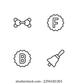 Set line Ringing bell, Exam paper with incorrect answers, Molecule and  icon. Vector