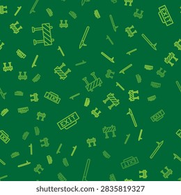 Set line Road barrier, Fire exit and Metal pike pole on seamless pattern. Vector