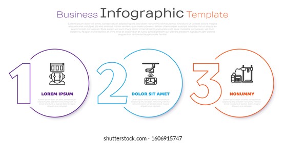 Set line Robot, Wireless Controlling CCTV security camera and 3D printer. Business infographic template. Vector