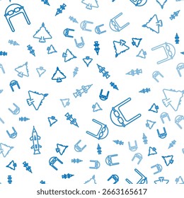 Set line Rocket, sombrero de aviador con gafas y Jet fighter en patrón transparente. Vector