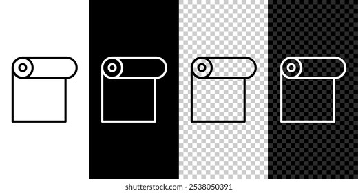 Set line Roll of paper icon isolated on black and white background.  Vector
