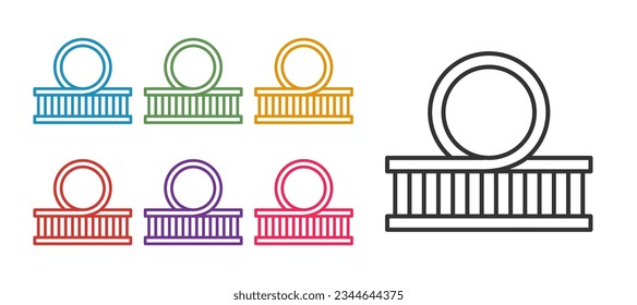 Set line Roller coaster icon isolated on white background. Amusement park. Childrens entertainment playground, recreation park. Set icons colorful. Vector