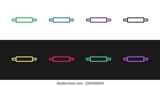 Set line Rolling pin icon isolated on black and white background.  Vector