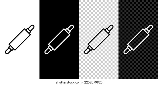 Set line Rolling pin icon isolated on black and white background.  Vector Illustration