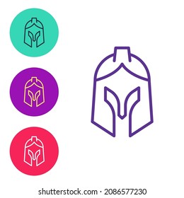Set line Roman army helmet icon isolated on white background. Set icons colorful. Vector