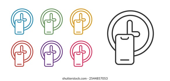 Definir linha Arredondar o ícone de entrega do relógio isolado no plano de fundo branco. Defina os ícones com cores. Vetor