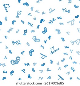 Set line Route location, Location marker and Radar on seamless pattern. Vector