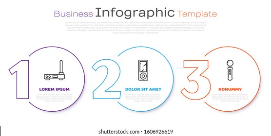 Set line Router and wi-fi signal, Music player and Gamepad. Business infographic template. Vector