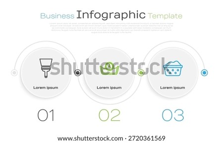 Set line Rubber cleaner for windows, Time wash and Basin with soap suds. Business infographic template. Vector