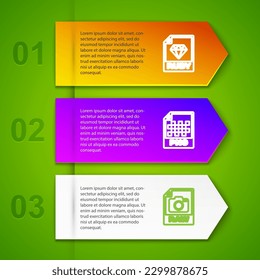Set line RUBY file document, PNG, RAW and WAV. Business infographic template. Vector