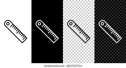 Set line Ruler icon isolated on black and white background. Straightedge symbol.  Vector