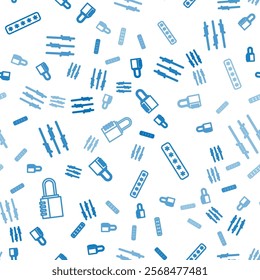 Set line Safe combination lock, Password protection and Barbed wire on seamless pattern. Vector