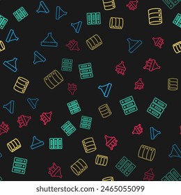 Set line Sales funnel, Server, Data, Web Hosting,  and with chart on seamless pattern. Vector