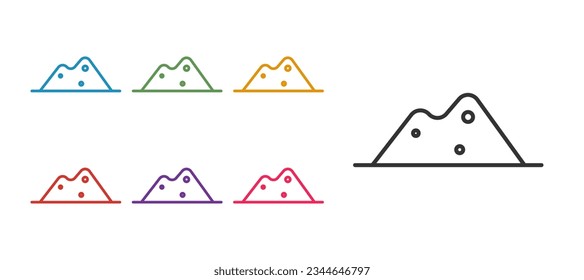 Set line Salt Symbol einzeln auf weißem Hintergrund. Stellen Sie die Symbole bunt ein. Vektorgrafik