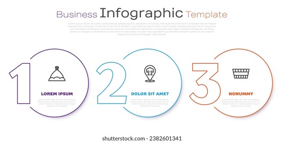 Set line Sauna hat, Massage and bucket. Business infographic template. Vector