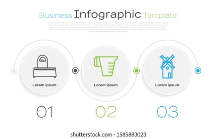 Set line Scales , Measuring cup and Windmill . Business infographic template. Vector