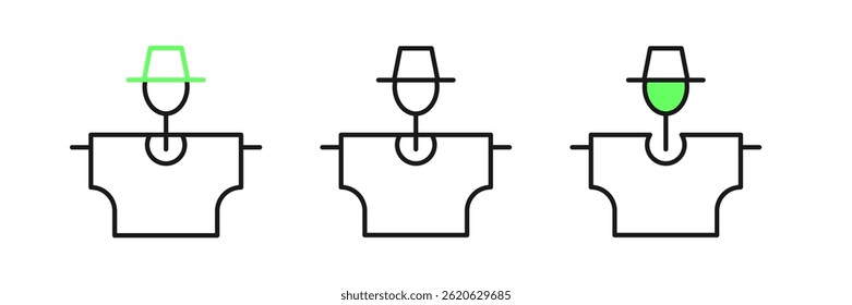Set line Scarecrow icon isolated on white background.  Vector