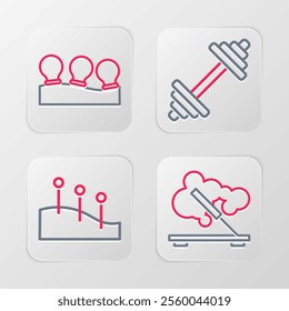 Set line Scented spa stick, Acupuncture therapy, Dumbbell and Vacuum cans icon. Vector