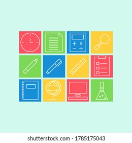 Set of line school and education icons. Vector illustration for your design.