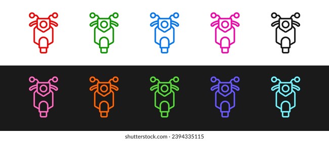Set line Scooter icon isolated on black and white background.  Vector