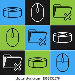 Set line Scotch, Delete folder and Computer mouse icon. Vector