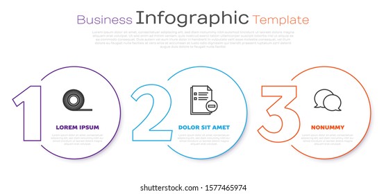 Set line Scotch, Document with minus and Speech bubble chat. Business infographic template. Vector