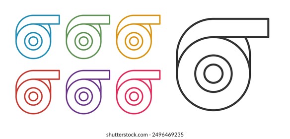 Set line Scotch tape icon isolated on white background. Roll adhesive tape. Insulating tape. Set icons colorful. Vector