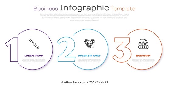 Set line Screwdriver, Robot and Industrial production of robots. Business infographic template. Vector
