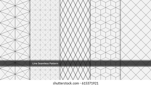 set of   line seamless pattern black and white colors.  