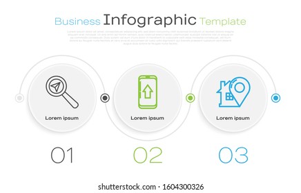Set line Search location, Infographic of city map navigation and Map pointer with house. Business infographic template. Vector