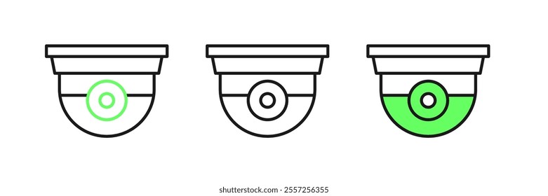 Set line Security camera icon isolated on white background.  Vector