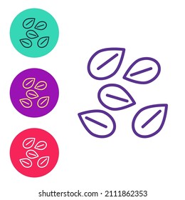 Set line Seeds of a specific plant icon isolated on white background. Set icons colorful. Vector
