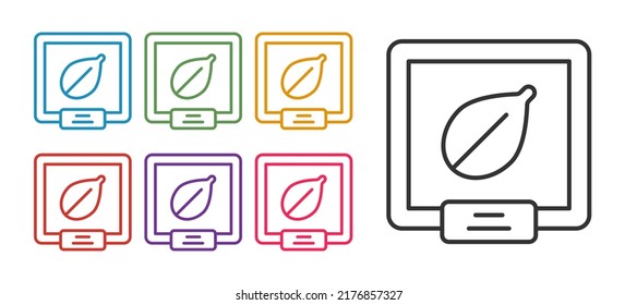Establecer las Semillas de línea de un icono específico de planta aislado en el fondo blanco. Indique los iconos en colores. Vector