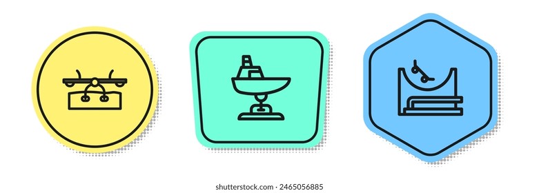 Set line Seesaw, Swing boat and Skate park. Colored shapes. Vector