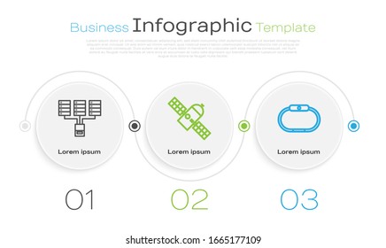 Set line Server, Data, Web Hosting, Satellite and Smartwatch. Business infographic template. Vector