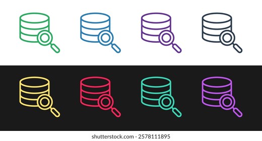 Set line Server, Data, Web Hosting icon isolated on black and white background.  Vector