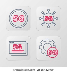 Ajuste la red 5G y el icono de la tarjeta Globe Sim. Vector
