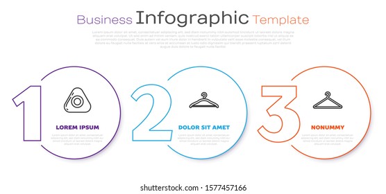 Set line Sewing chalk, Hanger wardrobe and Hanger wardrobe. Business infographic template. Vector