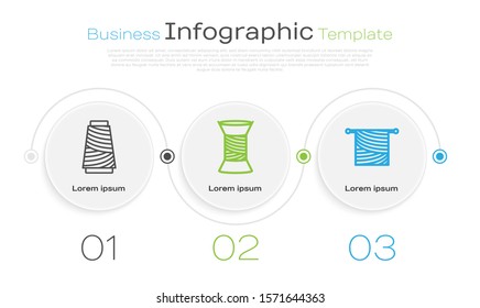 Set line Sewing thread on spool, Sewing thread on spool and Knitting. Business infographic template. Vector