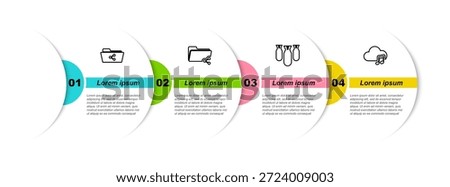 Set line Share folder, , Aviation bombs and Music streaming service. Business infographic template. Vector
