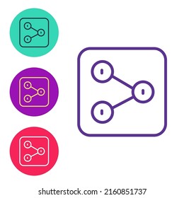 Set line Share icon isolated on white background. Share, sharing, communication pictogram, social media, connection, network. Set icons colorful. Vector